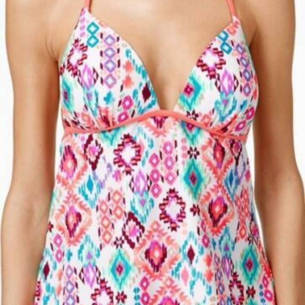 Pink multi-colored Hula Honey tankini